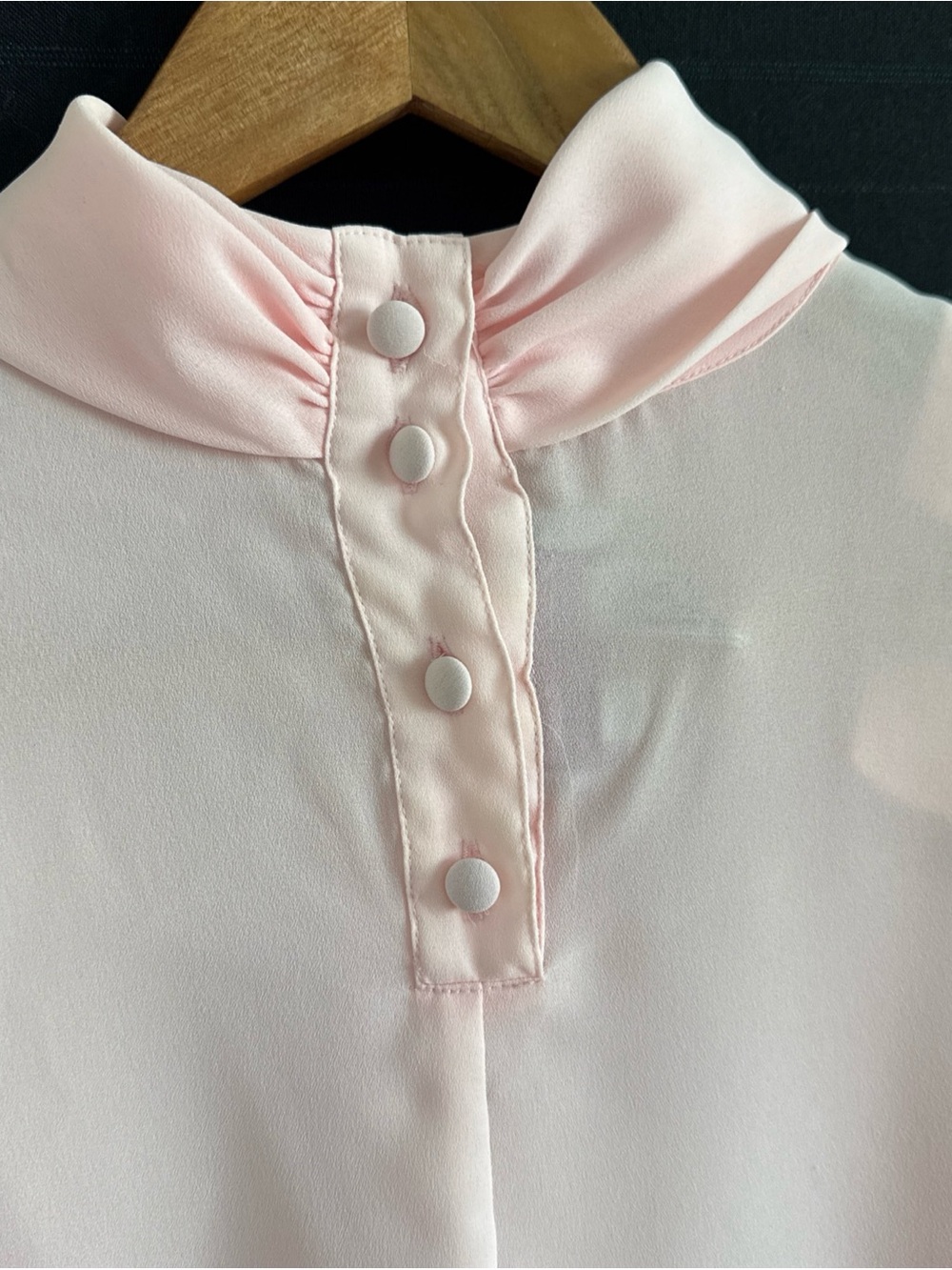 Vintage Laura & Jayne Collection Pink Blouse 10 Pleated Tuxedo Turtleneck Sheer - Picture 8 of 11